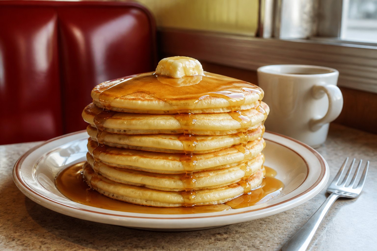 A stack of pancakes.